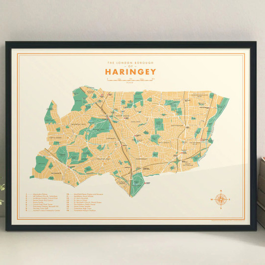 Haringey London Borough Map Unframed Print