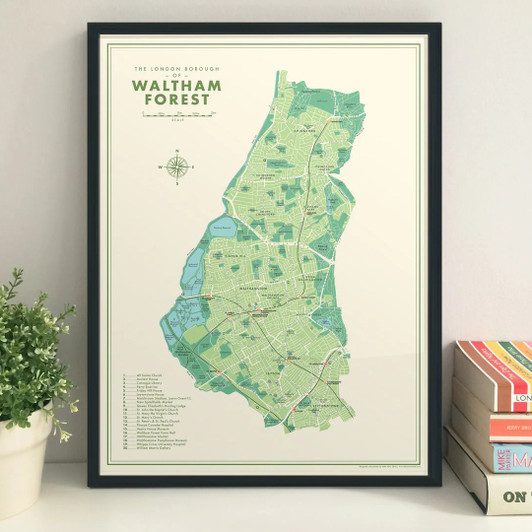 Waltham Forest London Borough Map Unframed Print