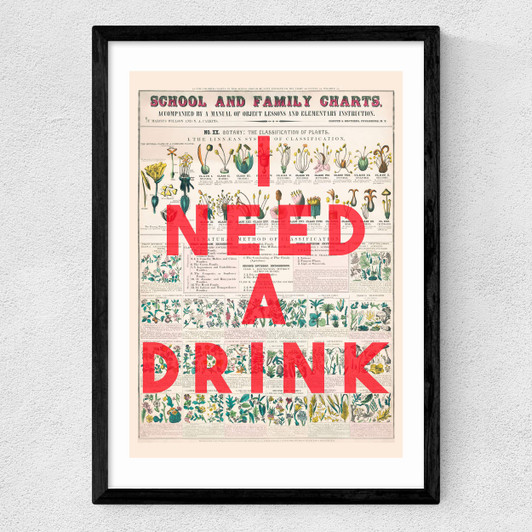 I Need A Drink by The 13 Prints Medium Black Frame