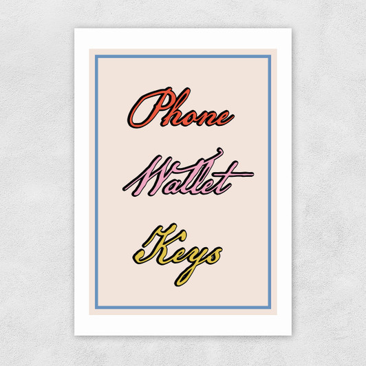 Phone Wallet Keys Unframed Print