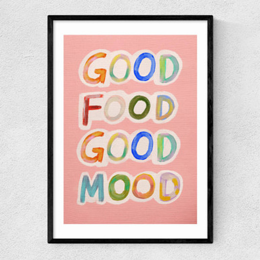 Good Food Good Mood Narrow Black Frame