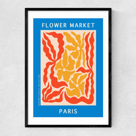 Paris Flower Market Narrow Black Frame