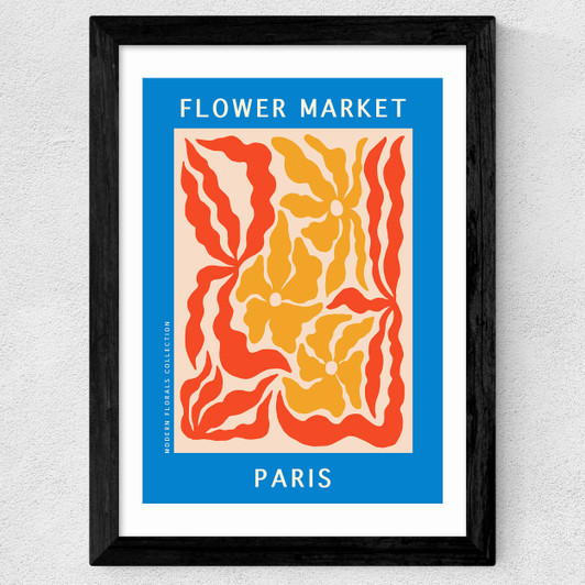 Paris Flower Market Wide Black Frame