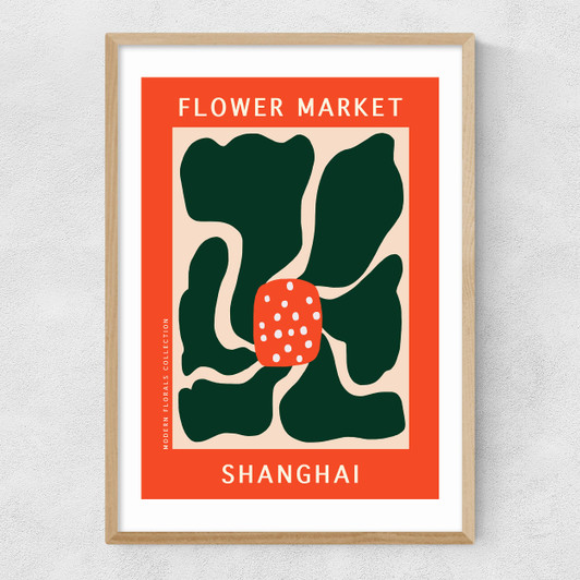 Shanghai Flower Market Narrow Oak Frame
