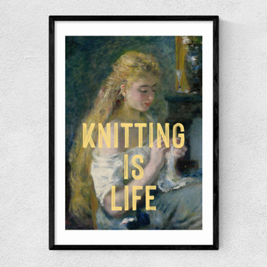 Knitting Is Life Narrow Black Frame