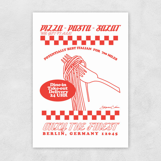 Pizza Pasta Salat Unframed Print