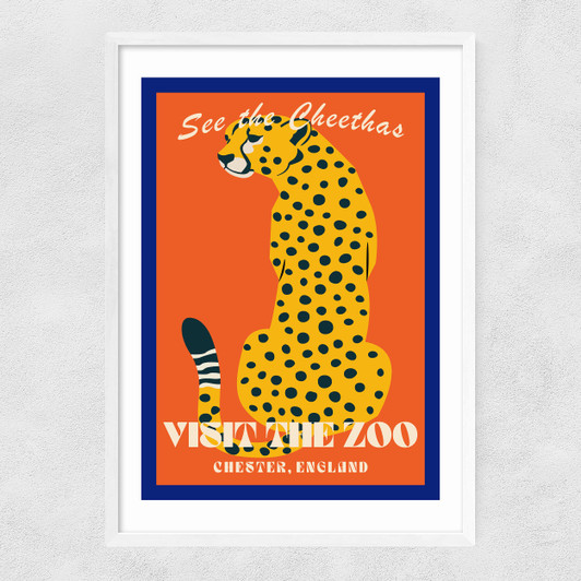 Zoo Cheetah Narrow White Frame