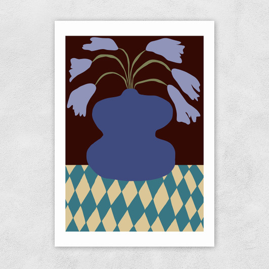 Purple Pottery and Dropping Lily Unframed Print