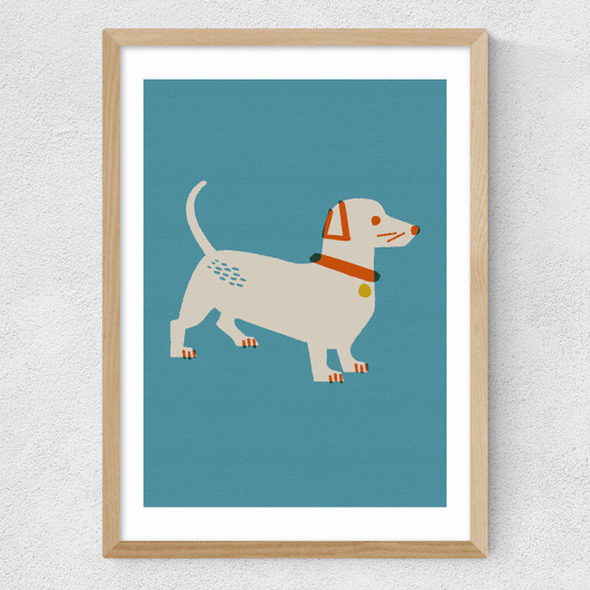 Sausage Dog by Christina Hagerfors Medium Oak Frame