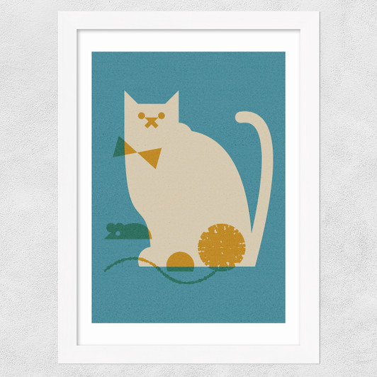 Cat and Mouse Wide White Frame