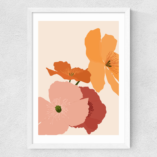 Autumn Wildflowers Medium White Frame