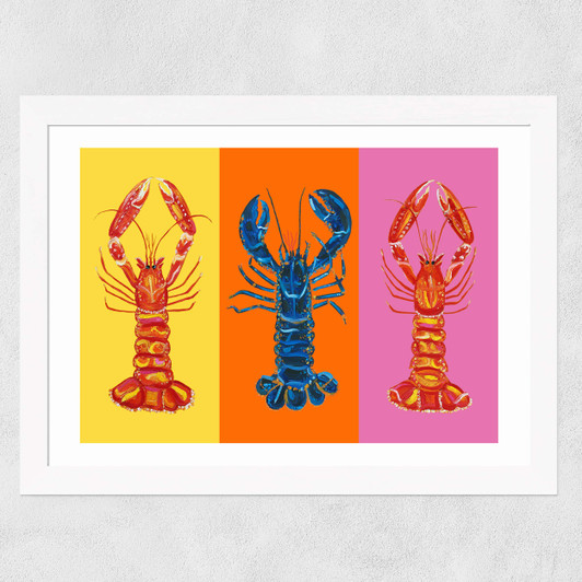 Lobster Langoustines Love Wide White Frame