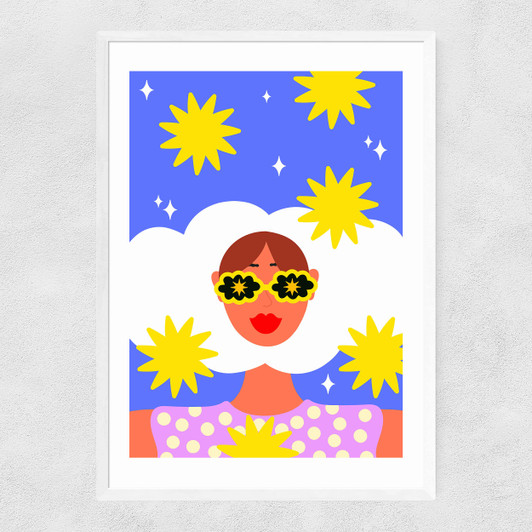 Head In The Clouds Narrow White Frame