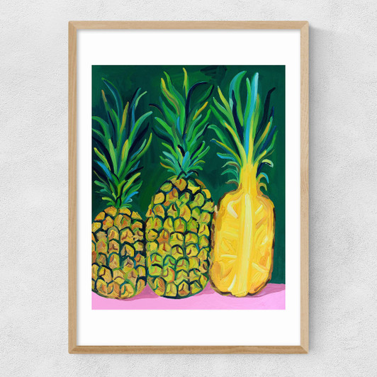 Pineapples by Alice Straker Narrow Oak Frame