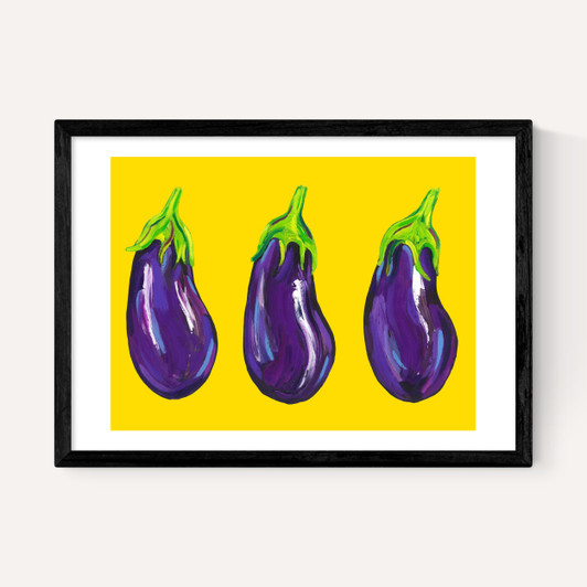 Aubergines on Yellow