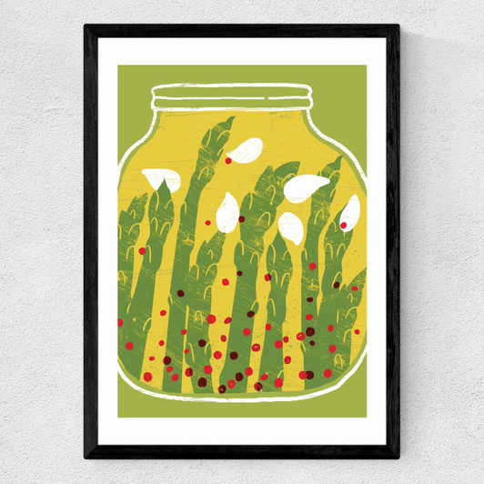 Pickled Asparagus Medium Black Frame