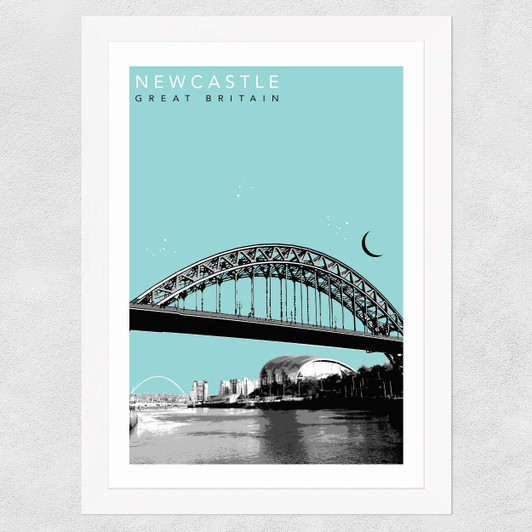 Newcastle Quayside Cityscape Wide White Frame