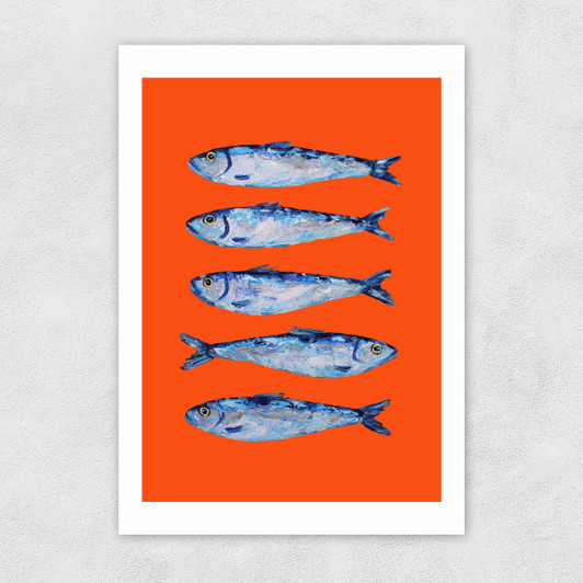 Sardines Orange Unframed Print