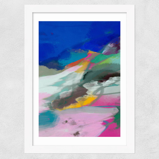 Blaue Landschaft III Wide White Frame