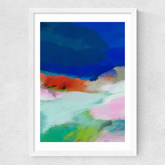 Blaue Landschaft II Medium White Frame