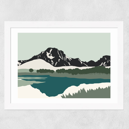 Tetons Mount Moran Wide White Frame
