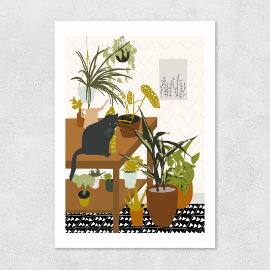 Cat House Plants Unframed Print