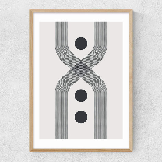 Abstract Lines Circle by The Crayon Studio Narrow Oak Frame