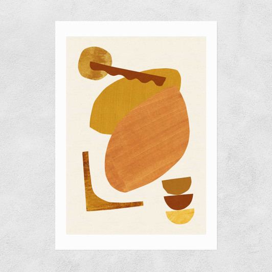 Abstract Collage With Warm Shapes Unframed Print