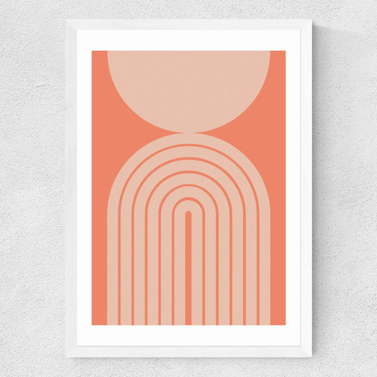 Abstract Rainbow Circle Terracotta Medium White Frame