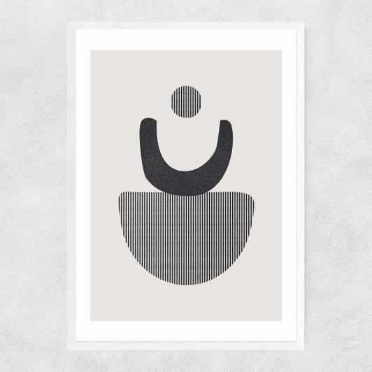 Abstract Circles 4 Stripes Narrow White Frame