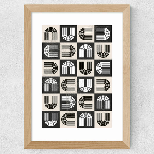 Abstract Mid Century Rainbow Wide Oak Frame