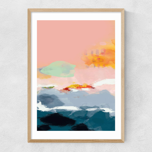 Abstract Landscape III Narrow Oak Frame