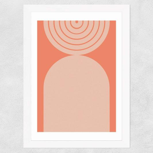 Abstract Rainbow Circle Terracotta 2 Wide White Frame