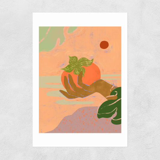 Persimon in Hand Unframed Print