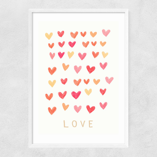 Love Heart Narrow White Frame