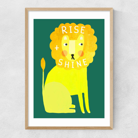 Rise and Shine Lion Narrow Oak Frame