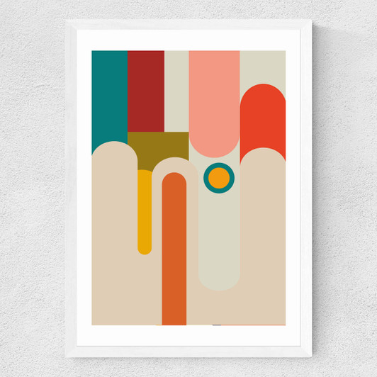 Mid Century Art Deco Medium White Frame