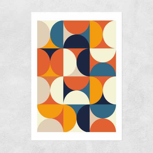 Mid Century Half Circles Autumn Unframed Print