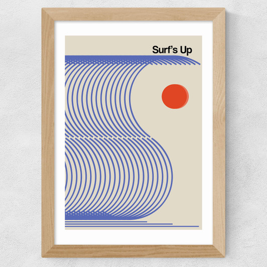 Surfs Up (Blue) Wide Oak Frame