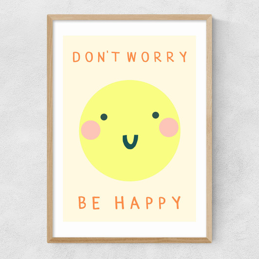 Be Happy by Darcie Olley Narrow Oak Frame