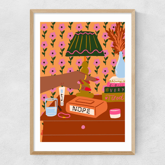 Nope Alarm Narrow Oak Frame
