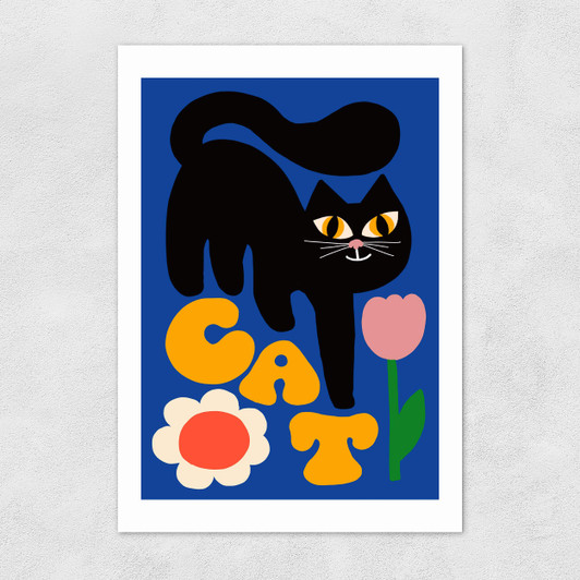 Cat and Tulip Unframed Print