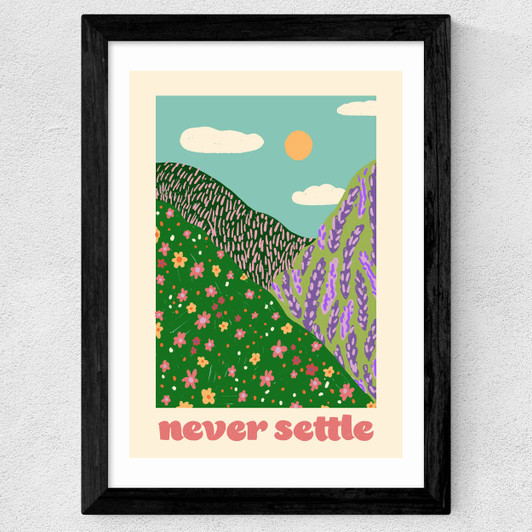Never Settle Wide Black Frame