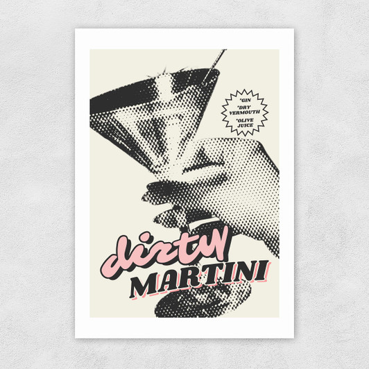 Retro Dirty Martini Unframed Print