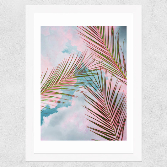 Palms + Sky Wide White Frame