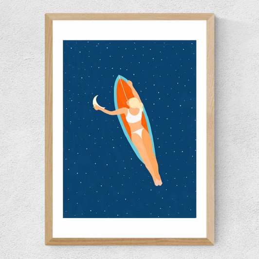 Moon Surfing Medium Oak Frame
