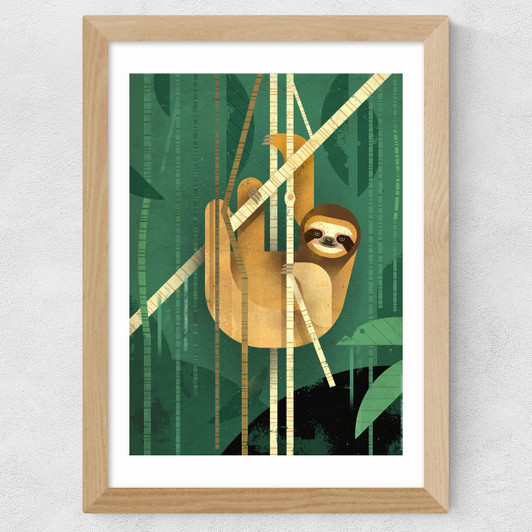 Sloth by Dieter Braun Wide Oak Frame