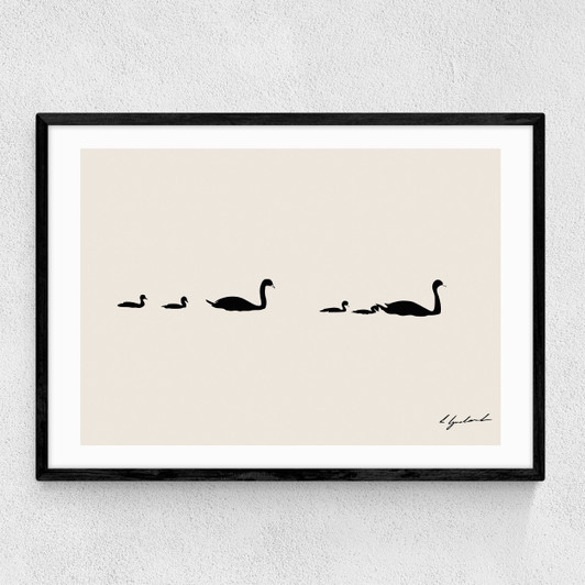 Swan Family Narrow Black Frame