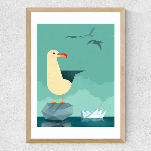 Seagull by Dieter Braun Medium Oak Frame