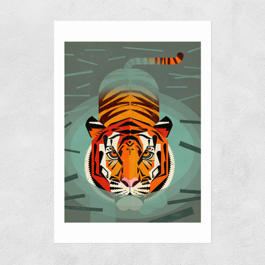 Swimming Tiger Unframed Print
